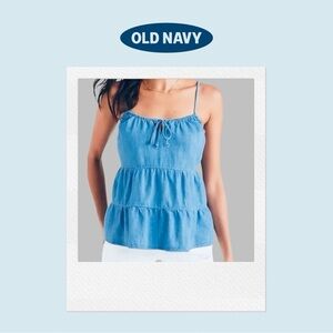 NWOT, Old Navy, Plus Size Tiered Jean Cami Swing Top, 2X, Blue